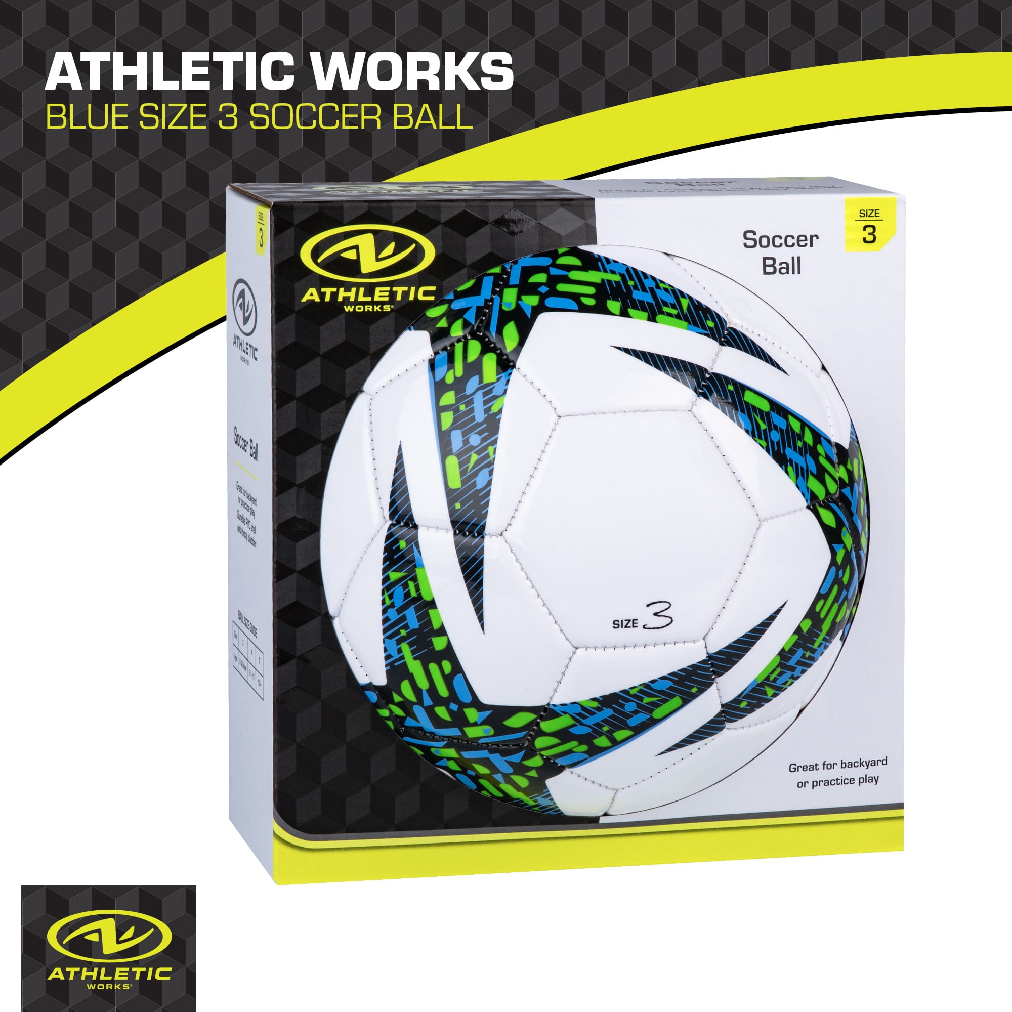 (4 pack) Athletic Works Size 3 Soccer Ball, Blue
