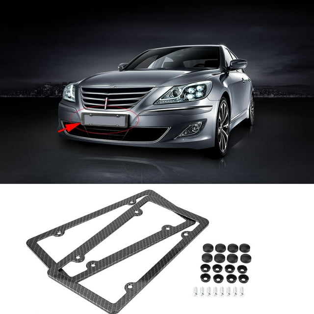 2pcs Carbon Fiber License Plate Frame Cover, Aluminum Alloy Material, Fashionable Carbon Fiber Color, Protect Your License Plate, Easy Installation, Special Designed