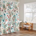 thumbnail image 4 of Blue Red Floral Shower Curtain, Watercolor Abstract Paisley Bohemia Texture Waterproof Shower Curtain Set with 12 Hooks Lightweight Bath Curtains Fabric Bathroom Decor 72x78 Inches, 4 of 9
