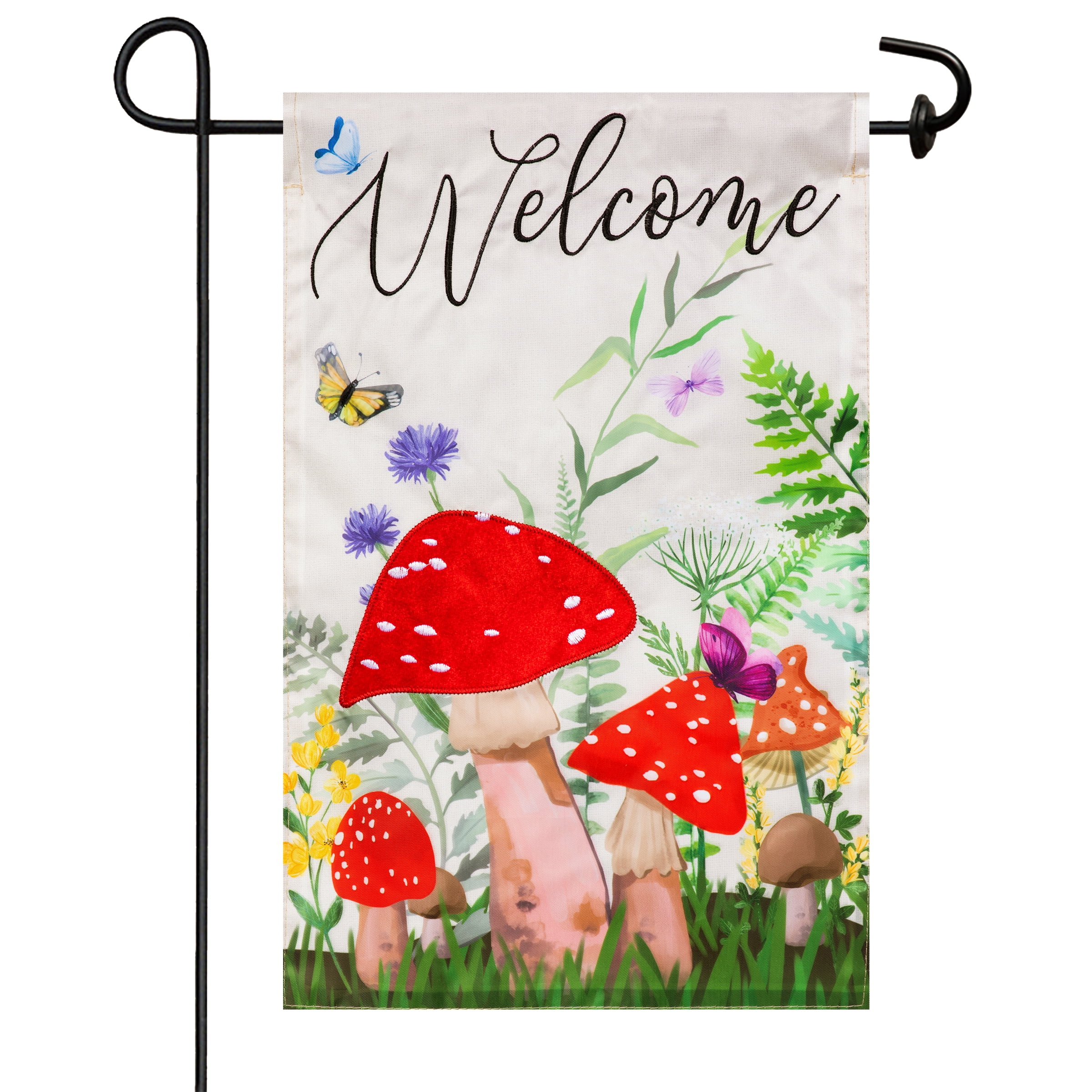 (2 pack) Meadow Creek 11.5" x 18" Welcome Spring Mushroom Outdoor Yard Flag