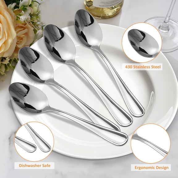 KOOMADE Mirror Stainless Steel Dinner Spoons 12 Count