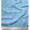 thumbnail image 1 of Soimoi Polyester Crepe Fabric Cloud,Star & Cute Elephant Kids Printed Fabric 1 Yard 52 Inch Wide, 1 of 3