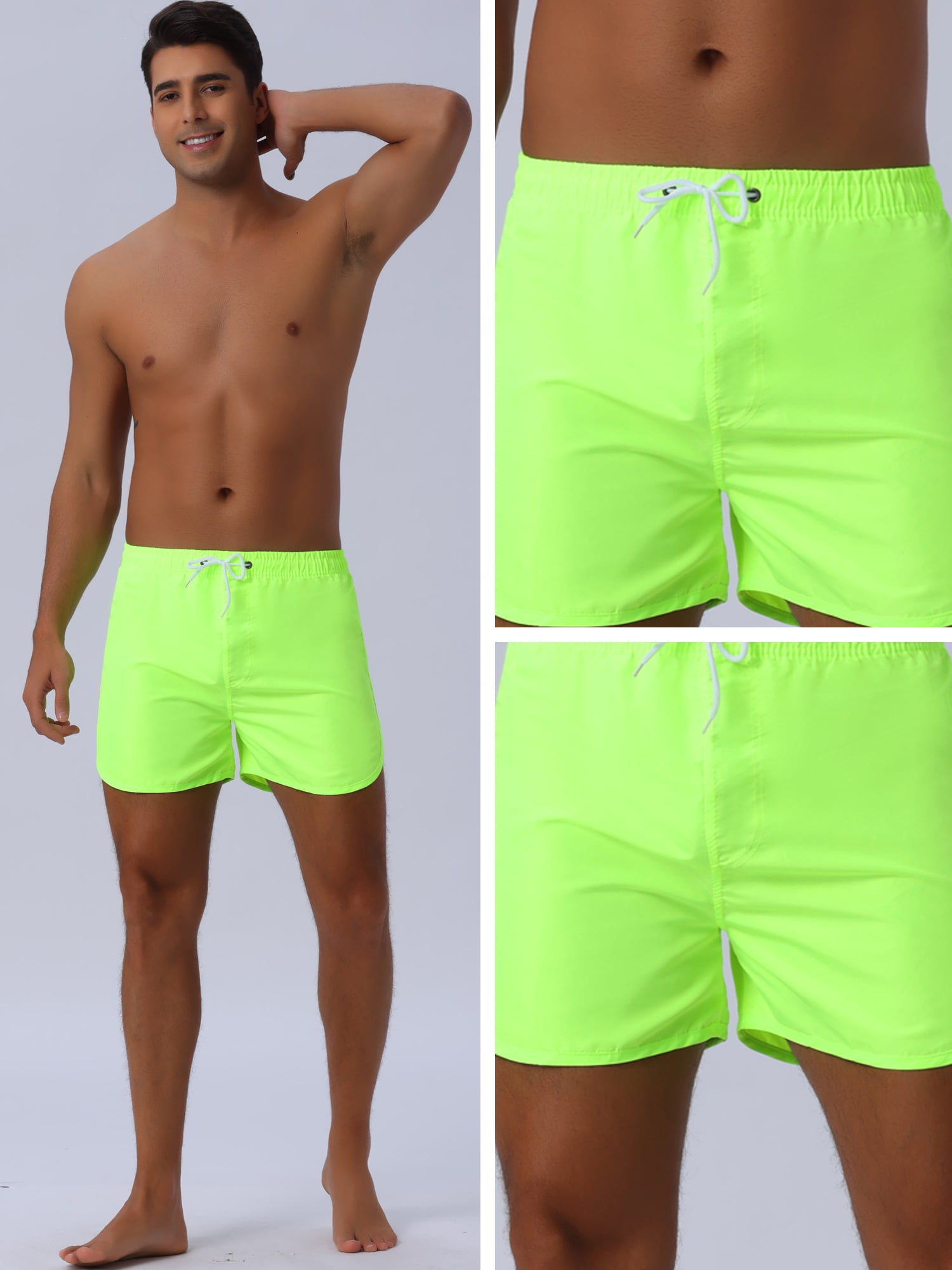 DARING DIVA Men's Elastic Waist Drawstring Beach Board Shorts 30 Light Green