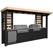 Backyard Discovery Fusion Flame 2 Galvanized Steel Outdoor Kitchen, Grill, Pizza Oven