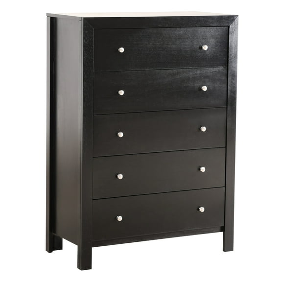 Black Assembled Bedroom Chest With Solid Wood: Elegant And G2450 - Wood Veneer Metal Guides