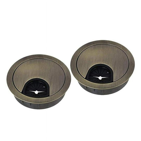 Desk Grommet 2 Inch, Matte Metal Desk Cord Cable Hole Cover Grommet - 2 Pack, Bronze