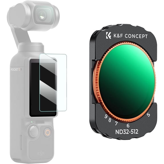 K&F CONCEPT Osmo Pocket 3 Variable ND32-512 (5-9 Stop) ND Filter Compatible with DJI Osmo Pocket 3, Magnetic Attach, Multi-Coated Optical Glass