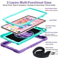 thumbnail image 5 of Dteck for Samsung Galaxy Tab S9/S8/S7 Case 11" 2023/2022/2020 Shockproof Protective Tab S9/S8/S7 Kids Tablet Cover with Pen Holder Rotating Hand Strap & Stand,Purple + Mint, 5 of 8