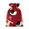 thumbnail image 2 of ZICANCN Christmas Gift Bags, Birds Mushroom Red Background Reusable Fabric Drawstring Storage Bags with Drawstring, Small Size, 2 of 7