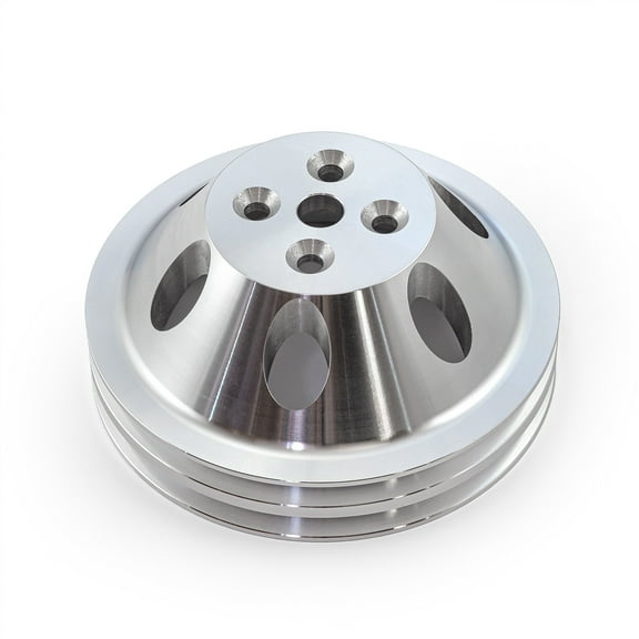 Speedmaster PCE246.1004 Compatible with Chevy SBC 350 Billet Aluminum Short Water Pump Swp 2 Groove Water Pump Pulley