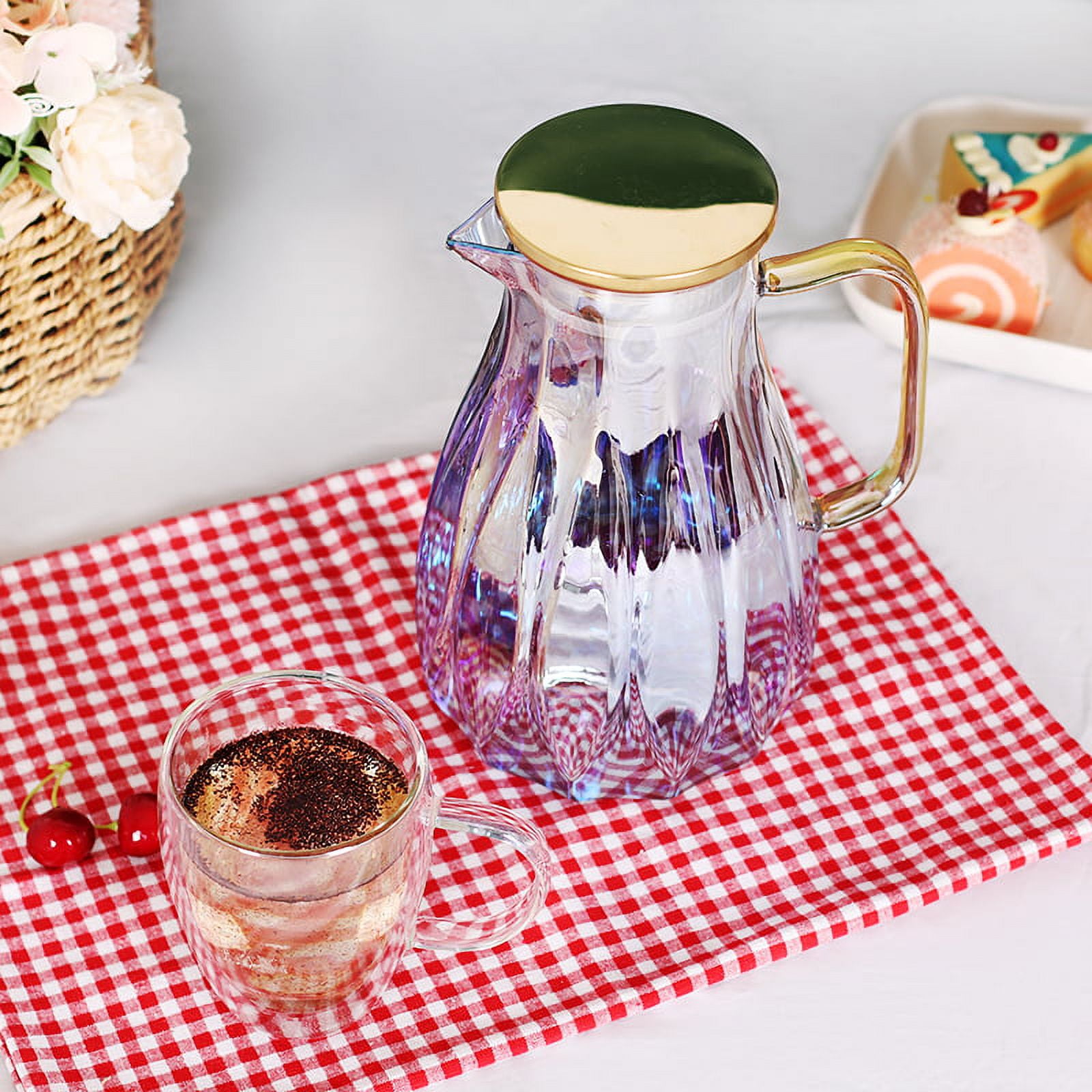 Glass Pitcher With Bamboo Lid Clear Heavy Duty Water Pitcher - Temu