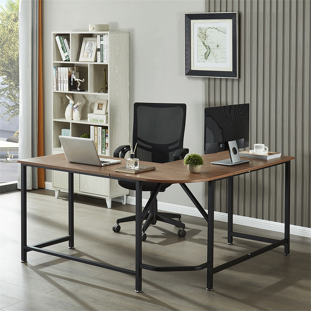 Goory Large L Shaped Computer Desk Modern Home Laptop Table Rectangular
