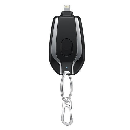 Keychain Portable Charger for iPhone, 2000mAh Mini Power Emergency Pod, Ultra-Compact External Fast Charging Power Bank Battery Pack, Key Ring Cell Phone Charger,Small Charger for AirPods,Black
