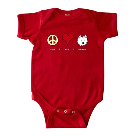 

Inktastic Peace Love Westies Gift Baby Boy or Baby Girl Bodysuit