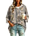 thumbnail image 6 of Womens Lightweight 3/4 Sleeve Leaf Print Hoodie Casual Fashion Top Ideal For Outdoor Leisure And Daily Occasions, 6 of 7