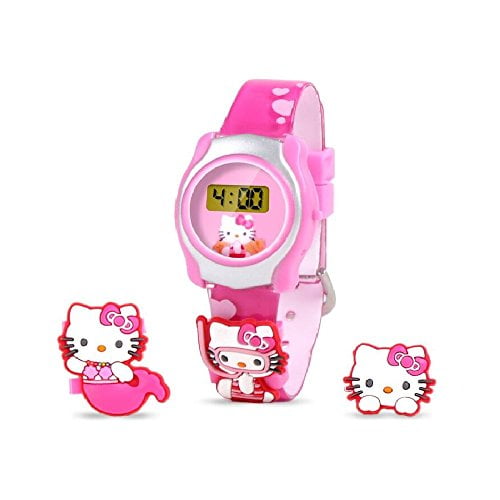 Hello Kitty Digital Watch LCD display with Slide on Characters