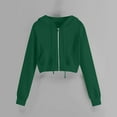thumbnail image 2 of Holzkary Women's Casual Zip Up Drawstring Cropped Hoodie Hooded Crop Sweatshirts Jackets Top with Pockets Zipper Pocket Women Sweatshirt Tops Long Sleeve Casual Shirt Solid Women's Blouse Gn2 Xxl, 2 of 4