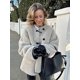 thumbnail image 2 of Chaqueta de lana de cordero XINXIN para mujer abrigo cálido de felpa de un solo pecho Color de contraste otoño e invierno 2024, 2 of 5