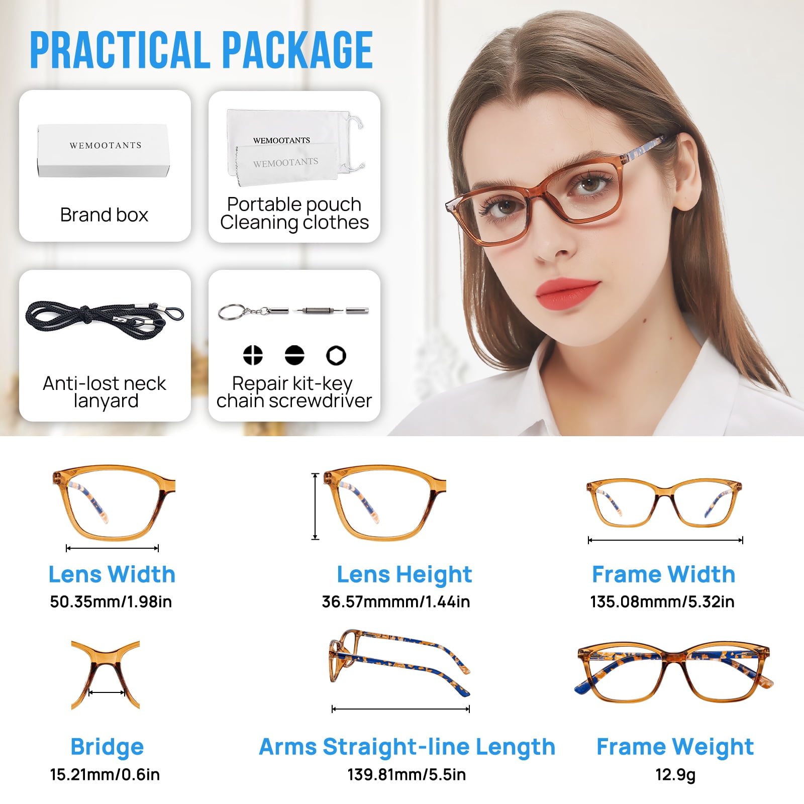 WEMOOTANTS 3 Packs Reading Glasses 2.5 for Women Square Brown Readers with Yellow and Black Check Temples 1.0 1.25 1.50 1.75 2.0 2.25 2.50 2.75 3.0 3.5 4.0 5.00 6.00
