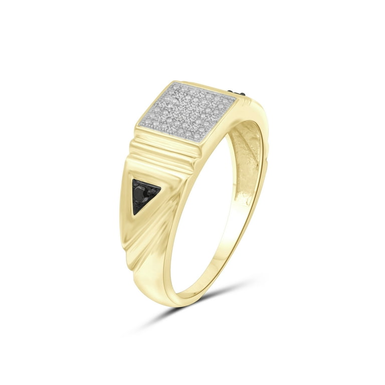 Black and White Genuine Diamond Chip Band Ring 14k Gold-plated Silver Black and White Genuine Diamond Chip Band Ring 14k Gold-plated Silver