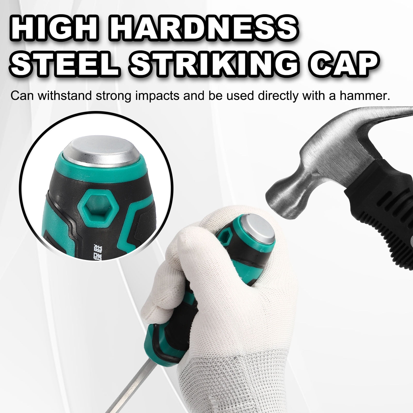 Uxcell 2Pcs Magnetic Screwdriver Set PH7/SL7 x 100mm S2 Steel Go-thru Phillips Slotted Screwdrivers with Striking Cap for Industry and Automobile Repair