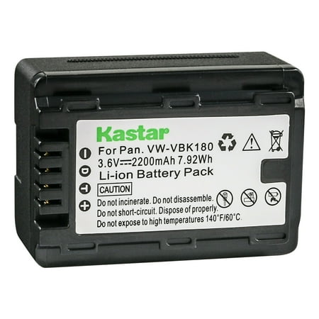 Kastar 1-Pack Battery VW-VBK180 Replacement for Panasonic HC-V700M HC-V700MGK HC-V700MK HC-V707 HDC-H80 HDC-HS40 HDC-HS40K HDC-HS60 HDC-HS60K HDC-HS60P HDC-HS80 HDC-HS80GK Camera