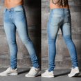 thumbnail image 2 of Trendy Men's Skinny Jeans Biker Destroyed Frayed Slim Fit Denim Ripped Pants, 2 of 5
