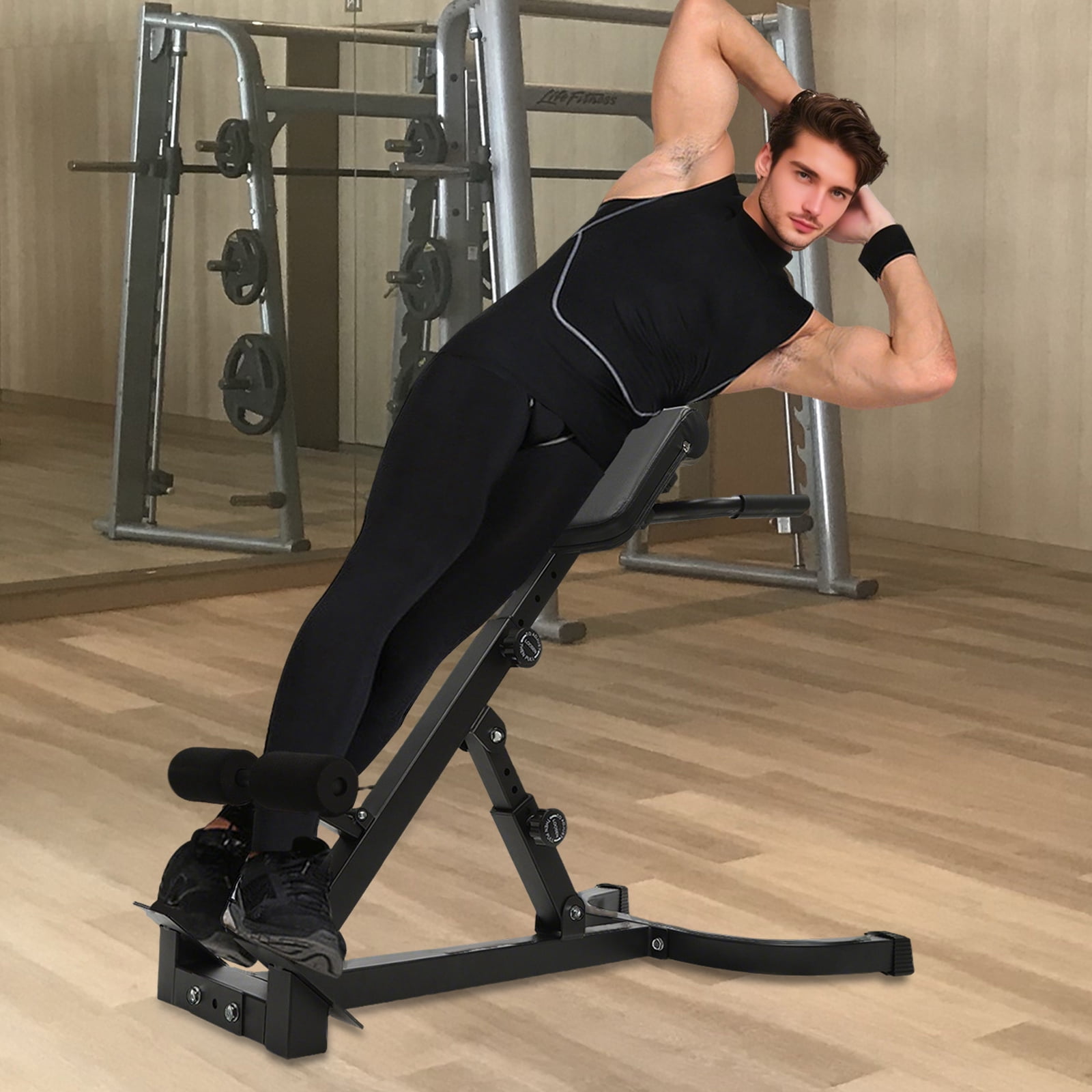 Adjustable Roman Chair Workout Bench for Abdominal & Core Strength, 5 Angles & Foldable