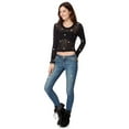 thumbnail image 2 of Aeropostale Womens Sheer Hearts Knit Sweater, Black, Small, 2 of 2