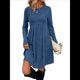 thumbnail image 1 of Vestido de Larga para Mujer, Cuello Redondo, Cintura Alta, Túnica con Bolsillos Azul L, 1 of 6