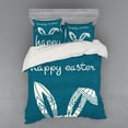 thumbnail image 2 of Ambesonne Easter Bedding Set 3 Pcs, Ornamental Bunny Ears, Twin, Cream Petrol Blue, 2 of 3