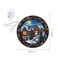 thumbnail image 3 of LSLJS Christmas Window Hanging Ornaments, 11.8 inch Round Resin Santa Snowman Snowhouse Pattern Stained Glass Style with Hook Flat Double-sided Colorful Sun Catcher Christmas Decorations for Wall, 3 of 5