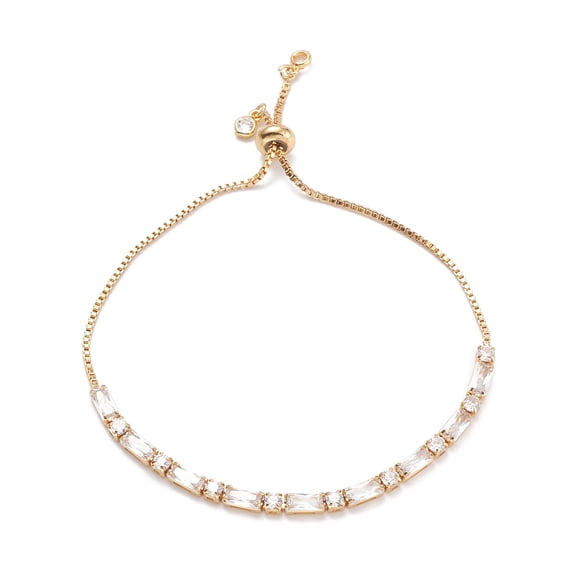 3pc Cubic Zirconia Classic Tennis Bracelets for Girl Women Slider Bracelets with Brass Findings Lead Free & Cadmium Free Real 18K Gold Plated Inner Diameter: 1-1/8~3-1/8 inch(3~8cm)