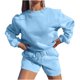 thumbnail image 2 of Puntoco Mujeres Moda Blusa de Cuello Redondo Manga Larga Tops Cortos Sudadera Pantalones Cortos Conjuntos de Traje Casual Liquidación Puntoco Puntoco-1219, 2 of 7