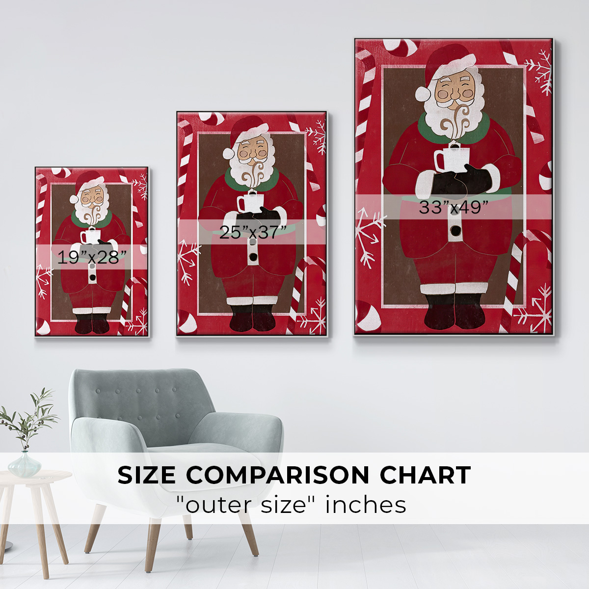 Cozy Cocoa Christmas Collection B - Framed Gallery Wrapped Holiday Canvas - 17 x 25 - White Frame