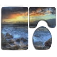 thumbnail image 1 of JSDART Ocean Great Wave 3 Piece Bathroom Rugs Set Bath Rug Contour Mat and Toilet Lid Cover, 1 of 2