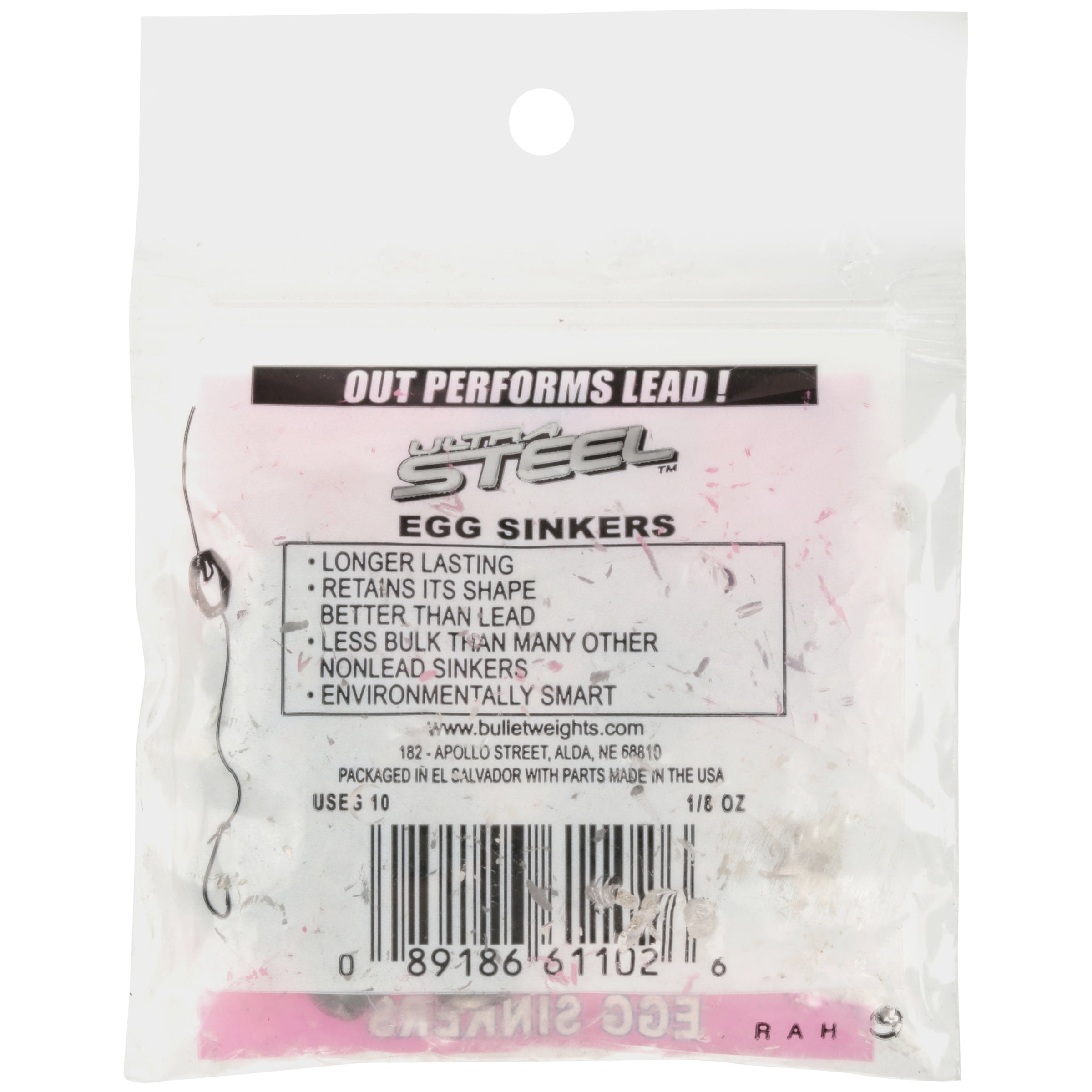Bullet Weights® USEG10-24 Ultra Steel™Egg Sinker Size 1/8 oz Fishing Weight