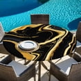 thumbnail image 6 of Black Gold Marble Round Tablecloth, Fitted Table Cover with Elastic for 45"-54" Round Tables, Modern Geometric Textured Table Cloth Outdoor Indoor Dinning Party Waterproof Tablecloths, 6 of 7