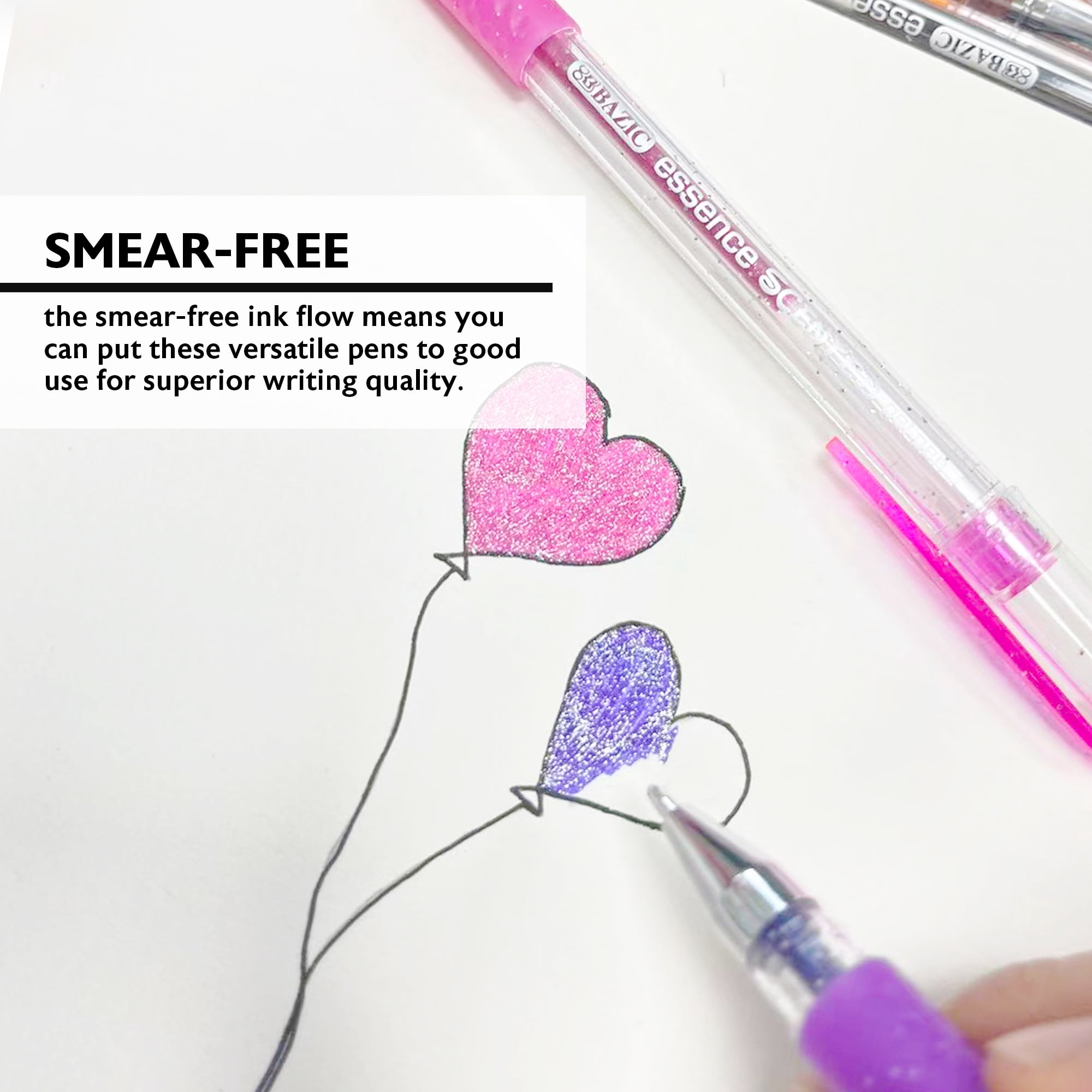 BAZIC Essence Scented Glitter Color Gel Pen, Comfort Grip (6/Pack), 24-Pack