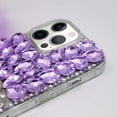 thumbnail image 2 of Compatible with iPhone 15 Pro Max Bling Case Luxury 3D Sparkle Diamond Crystal Rhinestones for Women Girls Glitter Case with Cute Plush Furry Ball Pendant Shockproof Protective Cover, Purple, 2 of 13