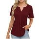 thumbnail image 1 of Camisas de Manga Corta para las Mujeres Casual Color Sólido Plisado V-Cuello Blusas, Moda Verano Top para Diario Y Fiesta, 1 of 7