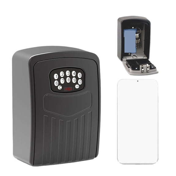 Fingerprint or Password Safe Key Bluetooth Storage Lock Box Wall Mount Security Anti-Theft Lockbox ,Additional Security