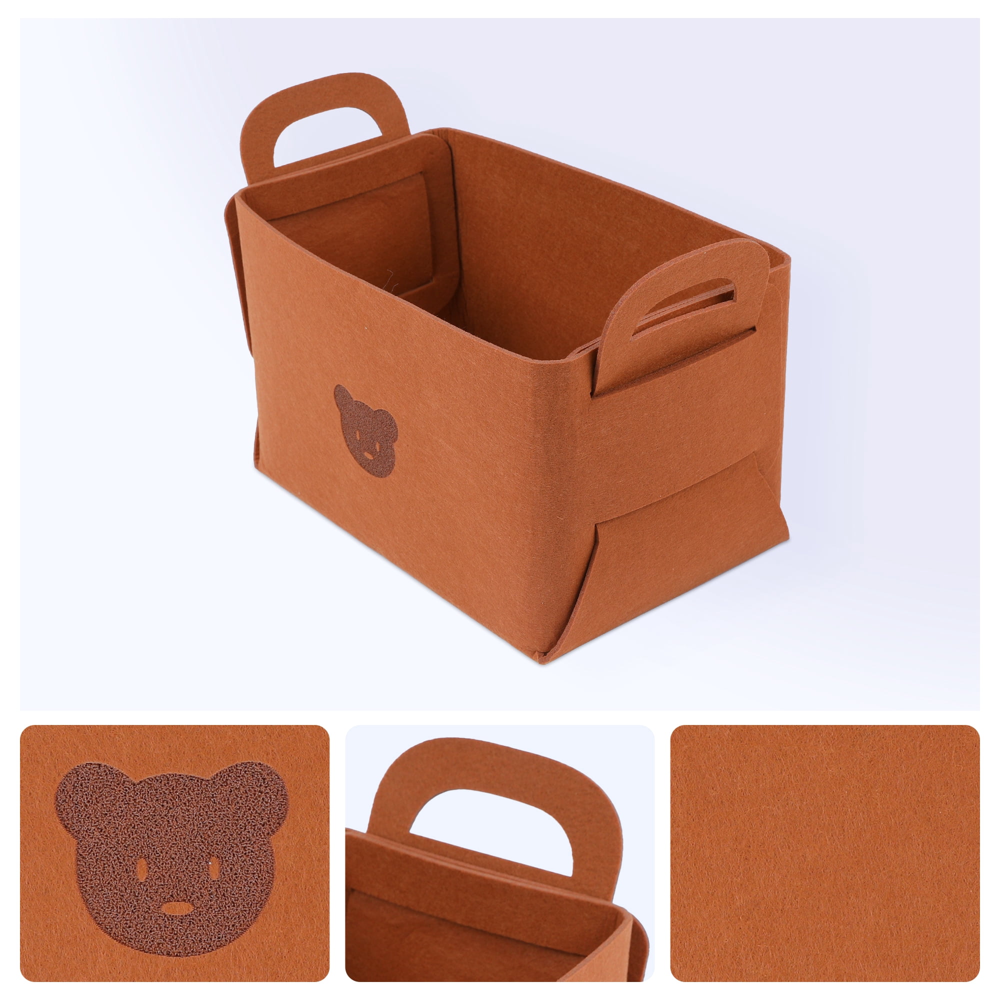 Unique Bargains Set of 3 Collapsible Storage Bins Brown 9.8*7.1*5.9in