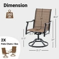 thumbnail image 5 of Outdoor Dining Chairs Set of 2, 360° Swivel Patio Chairs with Textilene Fabric, All-Weather Metal Armchair with Ergonomic Design, Rust-Resistant for Backyard Garden Balcony, 5 of 7