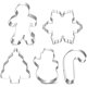 thumbnail image 1 of Juego de cortadores de galletas navideñas: 5 moldes para galletas navideñas: muñeco de nieve, árbol de Navidad, hombre de jengibre, bastón de caramelo, copo de nieve, 1 of 7