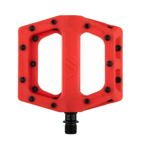 DMR V11 Platform Pedals 9/16" Chromoly Spindle Concave Nylon Removable Pins Red