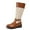 Brown, variant on Women's Knee High Boots - Winter Fashion Two Tone Leather Design with Back Zipper for Comfortable All Day Wear - Stylish Versatile Long Boots for Every Occasion