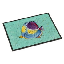 Carolines Treasures 8576JMAT Tropical Fish on Teal Doormat 24x36 36"L x 24"W multicolor