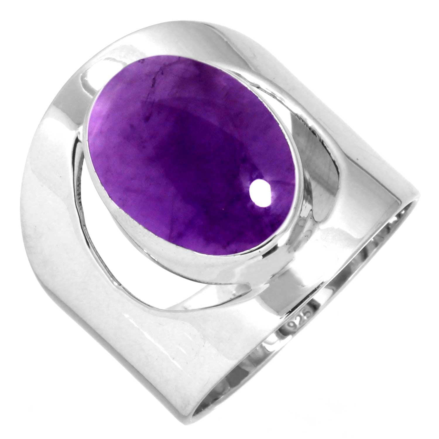 925 Sterling Silver Ring For Women Men Violet Natural Amethyst