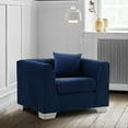 thumbnail image 4 of Velvet Accent Chair - Modern Living Room Seating, Blue Upholstery, Metal Legs, Comfortable Armchair, 4 of 5